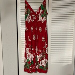 Red Floral Sleeveless Dress